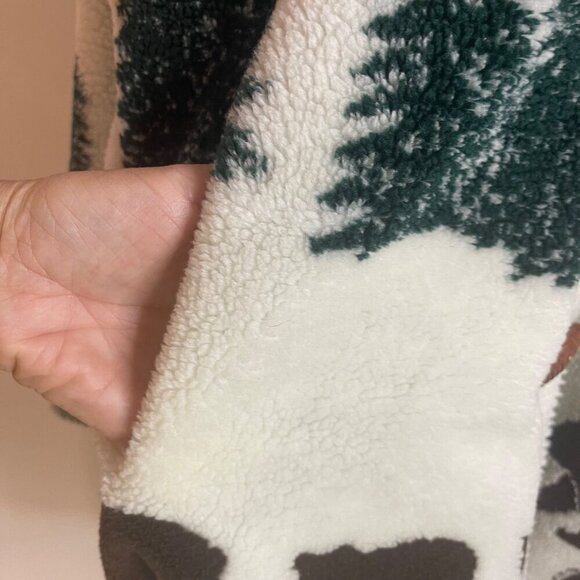 Denali Vintage Womens Coat Size Small Green Reversible Fleece Bears Pine Trees - Picture 7 of 9